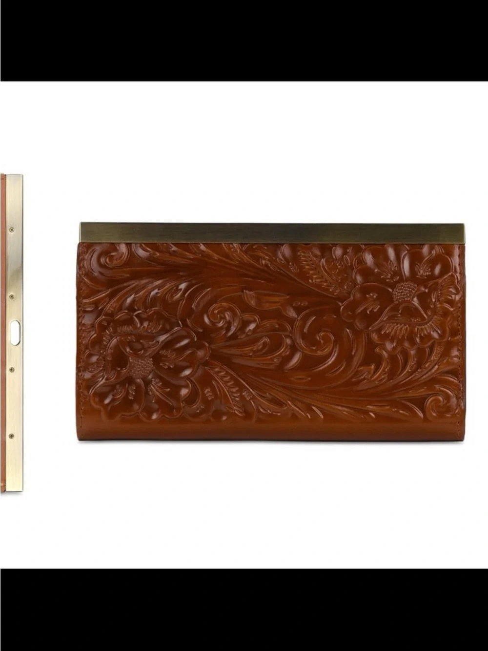 Patricia Nash Cauchy Tooled Floral Leather wallet color Florence gold